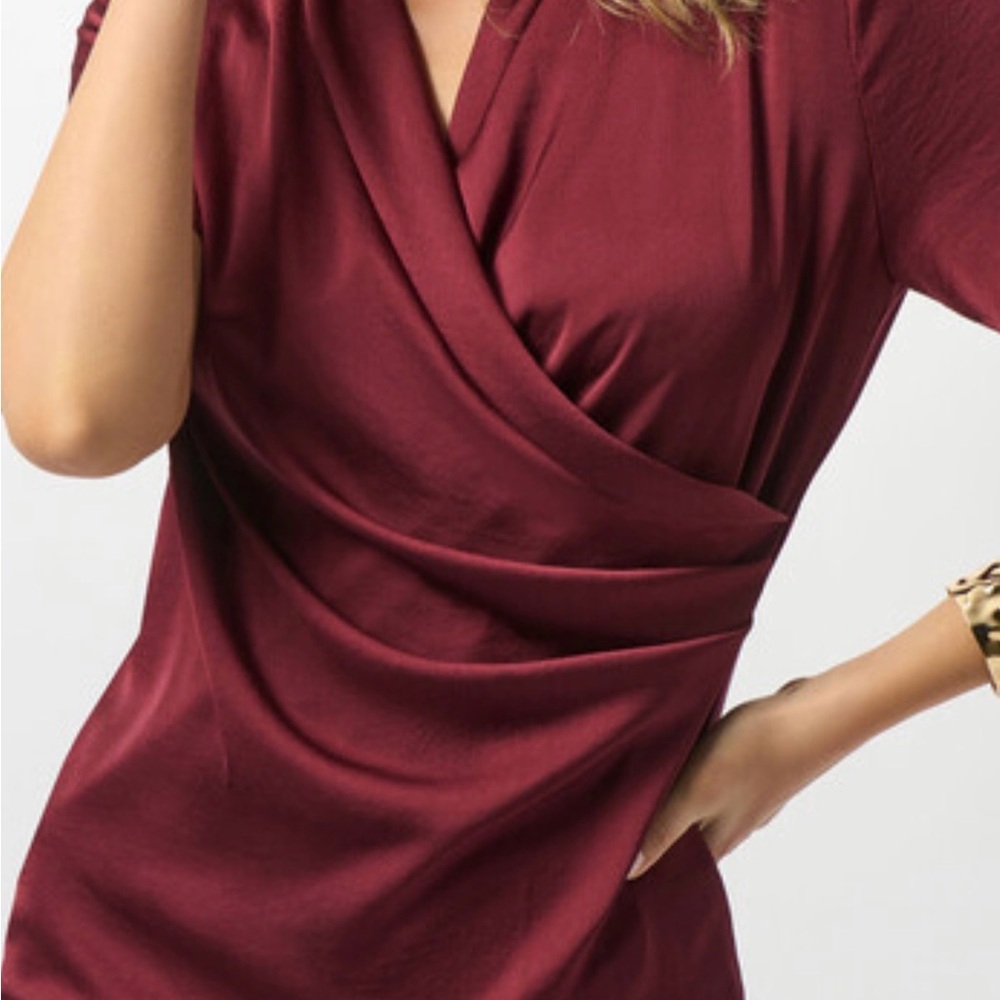 Joseph Ribkoff Deep Burgundy Wrap Blouse